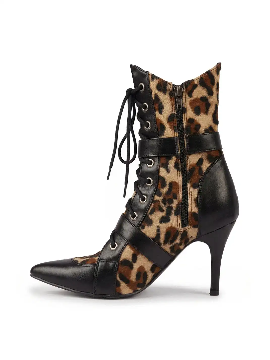 Ooops333 | Pointed-Toe Color-Blocked Leopard Print Boots