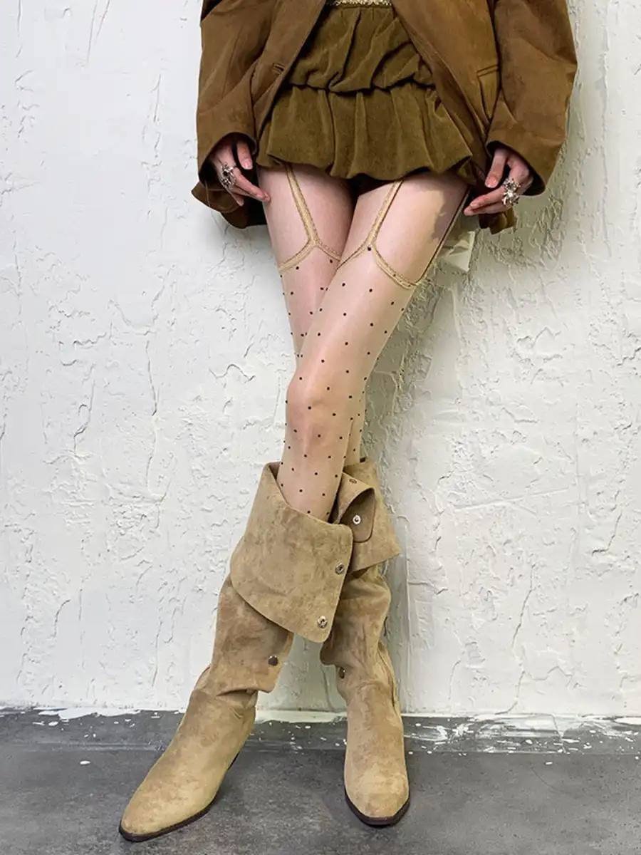 Bokior | Y2K Polka Dot Suspender Stockings - 2
