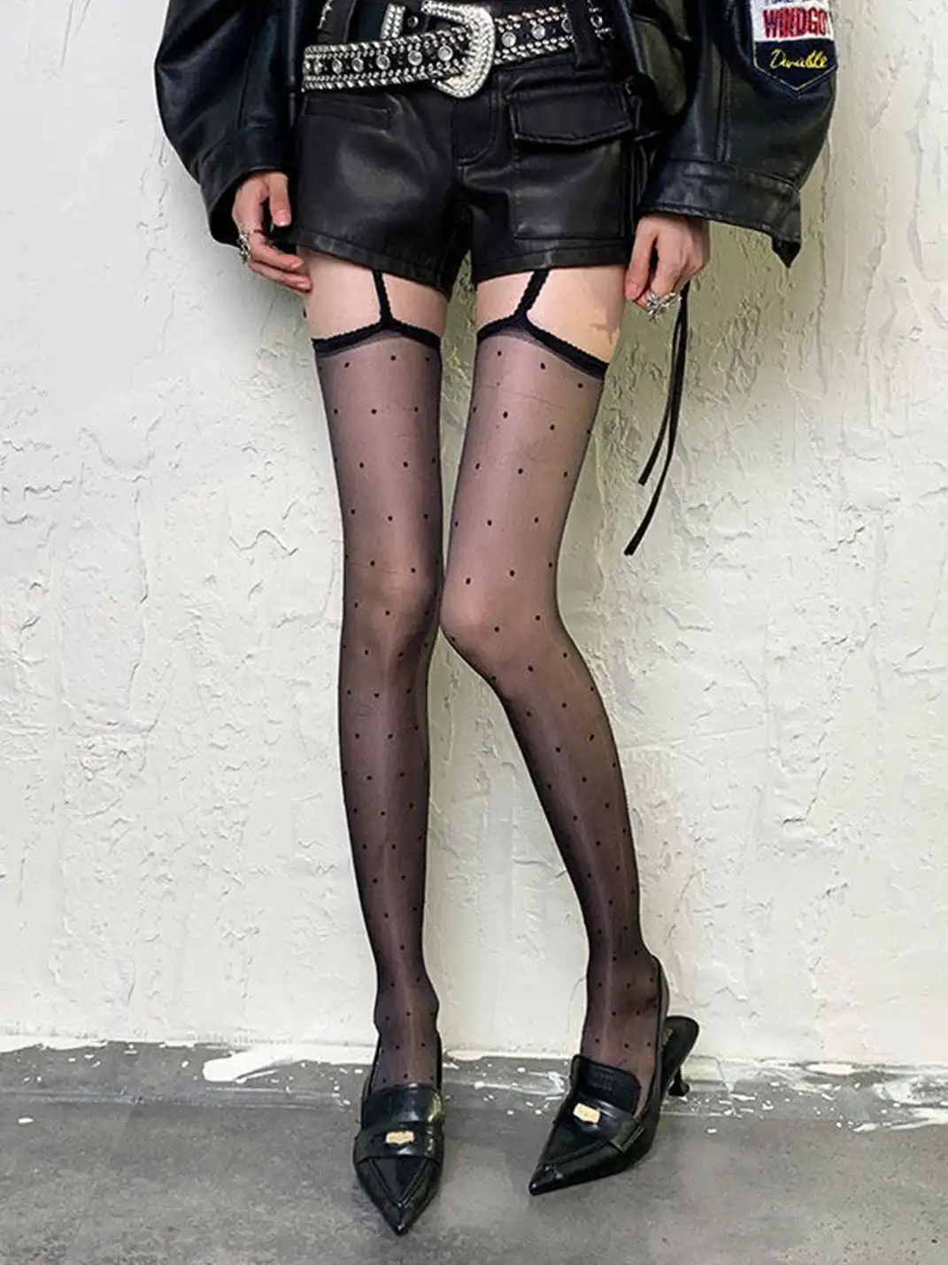 Bokior | Y2K Polka Dot Suspender Stockings