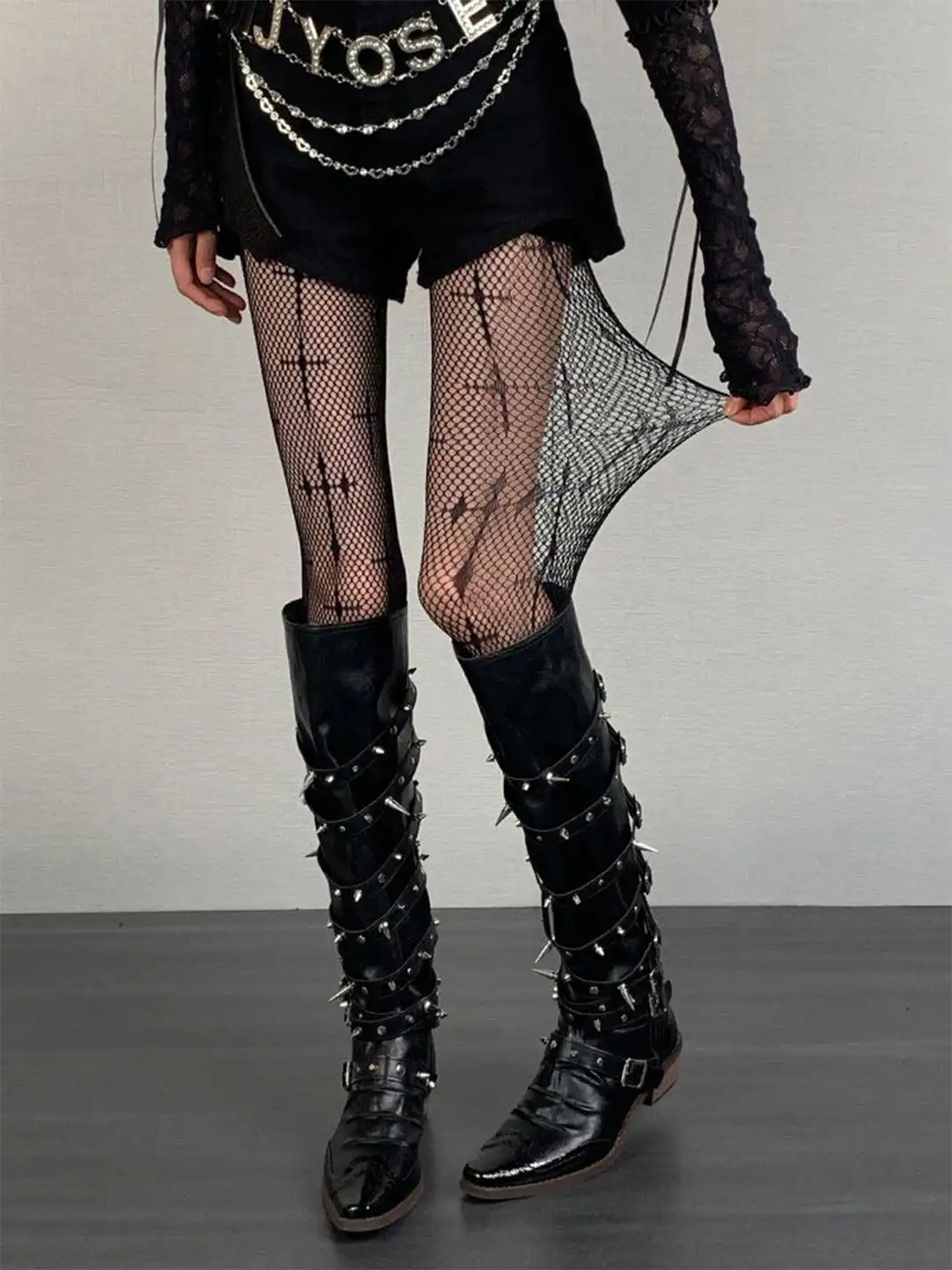 Bokior | Punk Retro Cross Fishnet Stockings