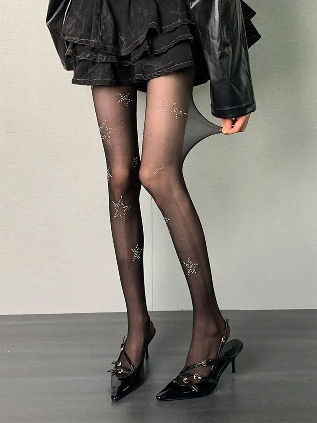 Bokior | Star Diamond Black Stockings