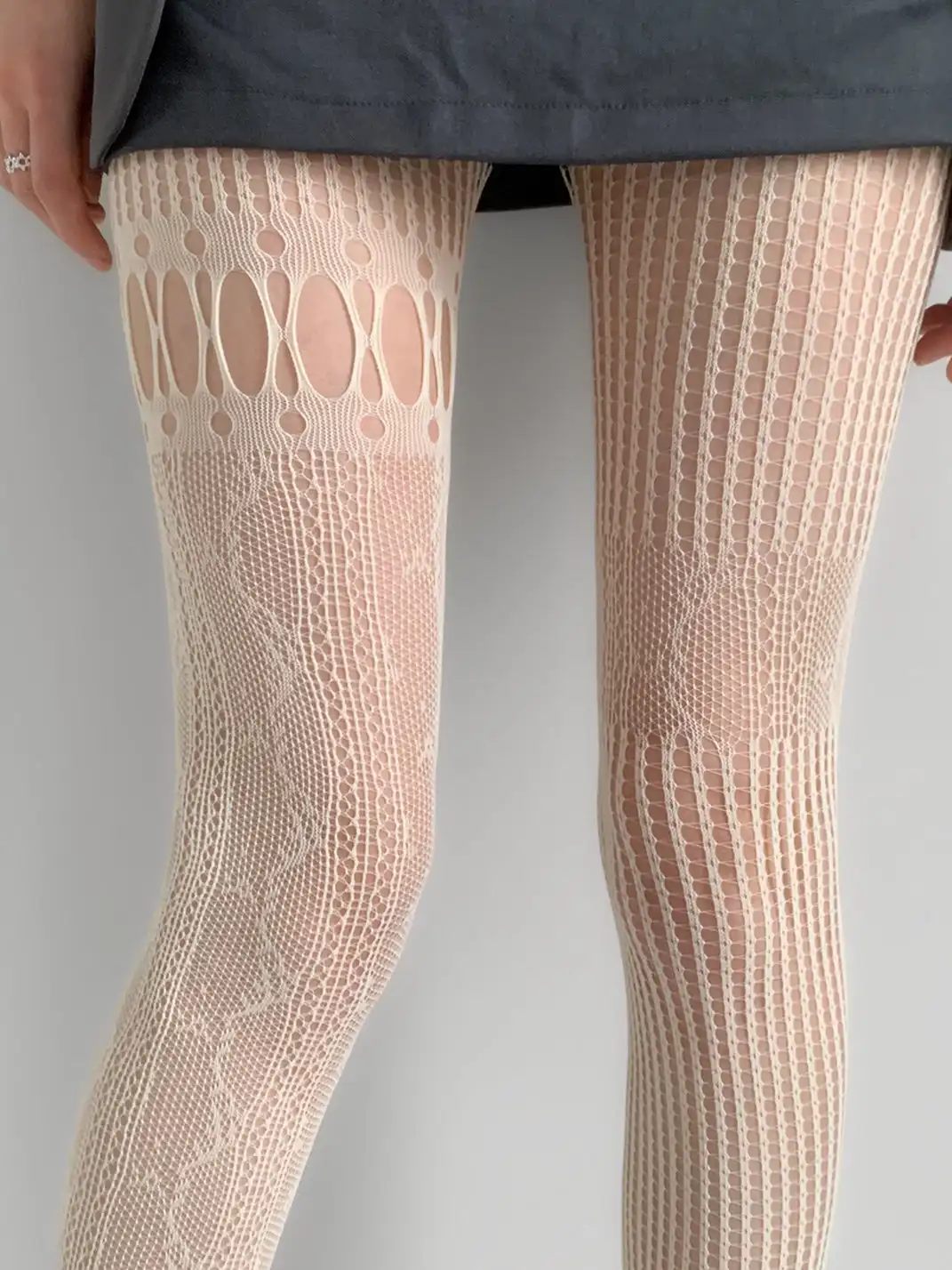 Bokior | Asymmetric Retro Jacquard Sheer Tights