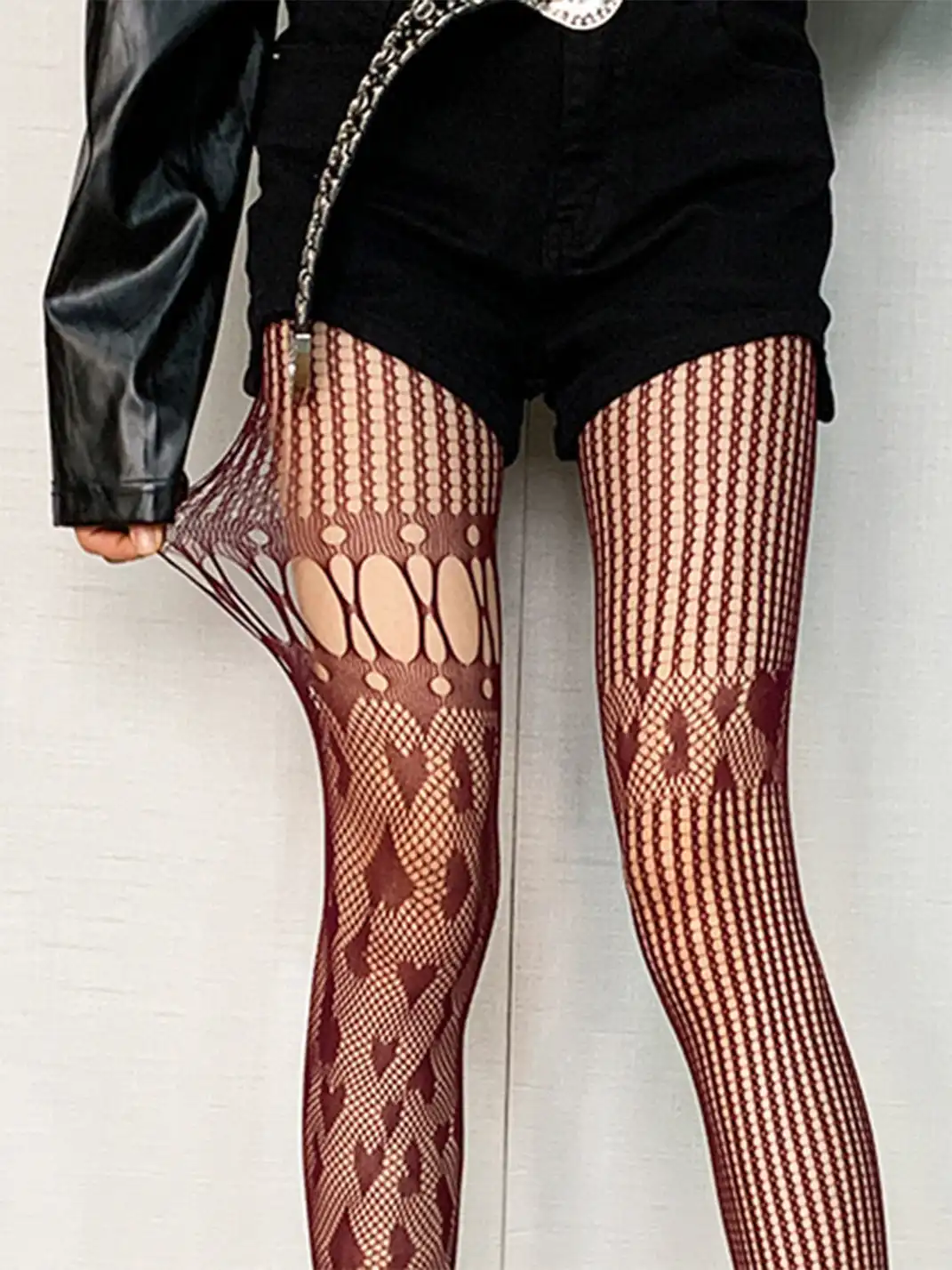 Bokior | Retro Asymmetric Jacquard Sheer Tights