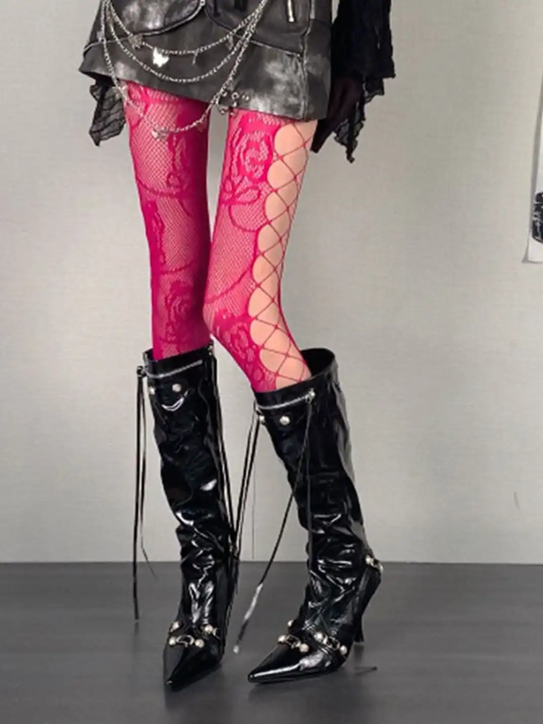 Bokior | Floral & Diamond Mesh Sheer Stockings