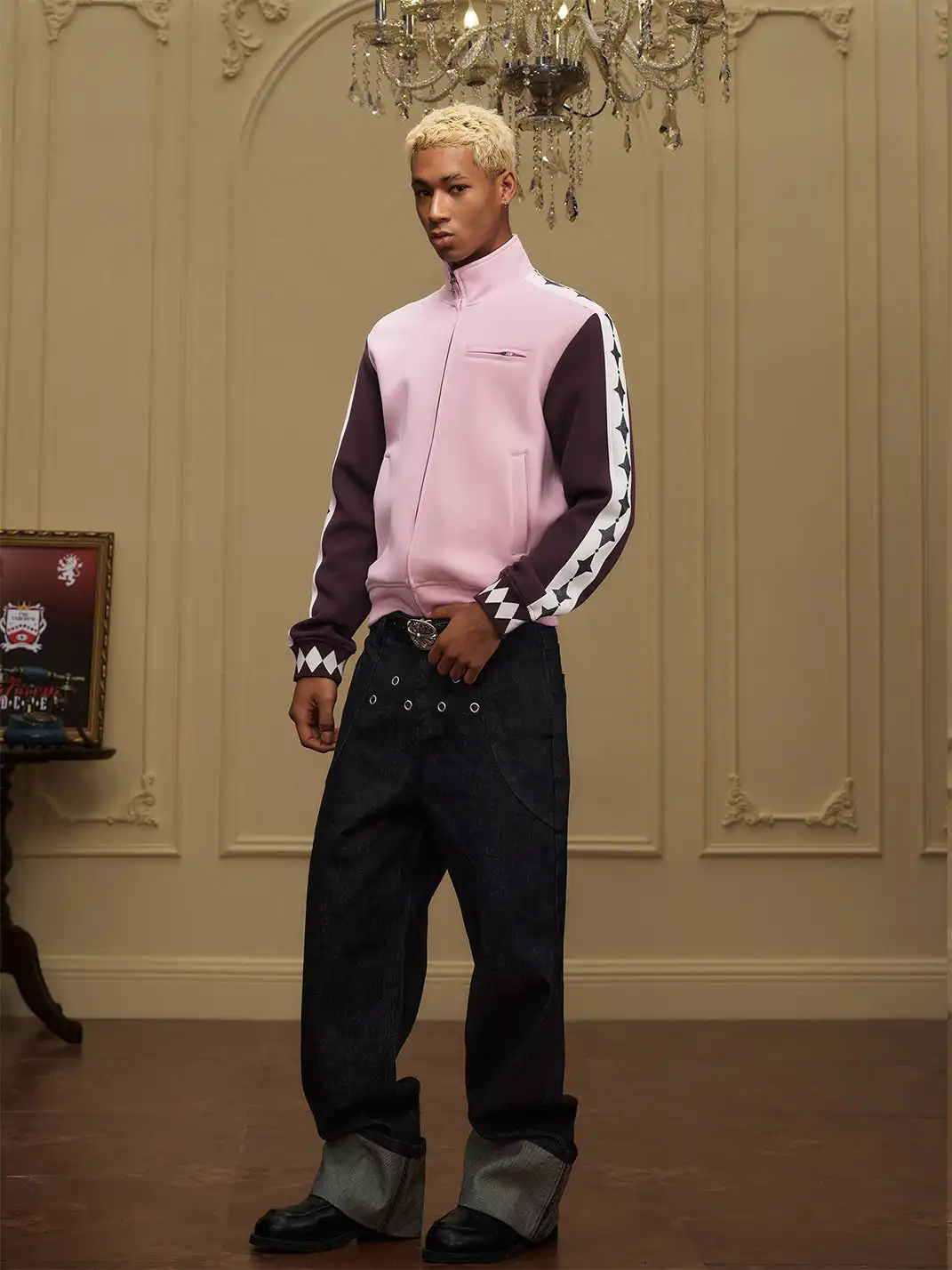 YADcrew | Folded Hem Triangle Eyelet Jeans