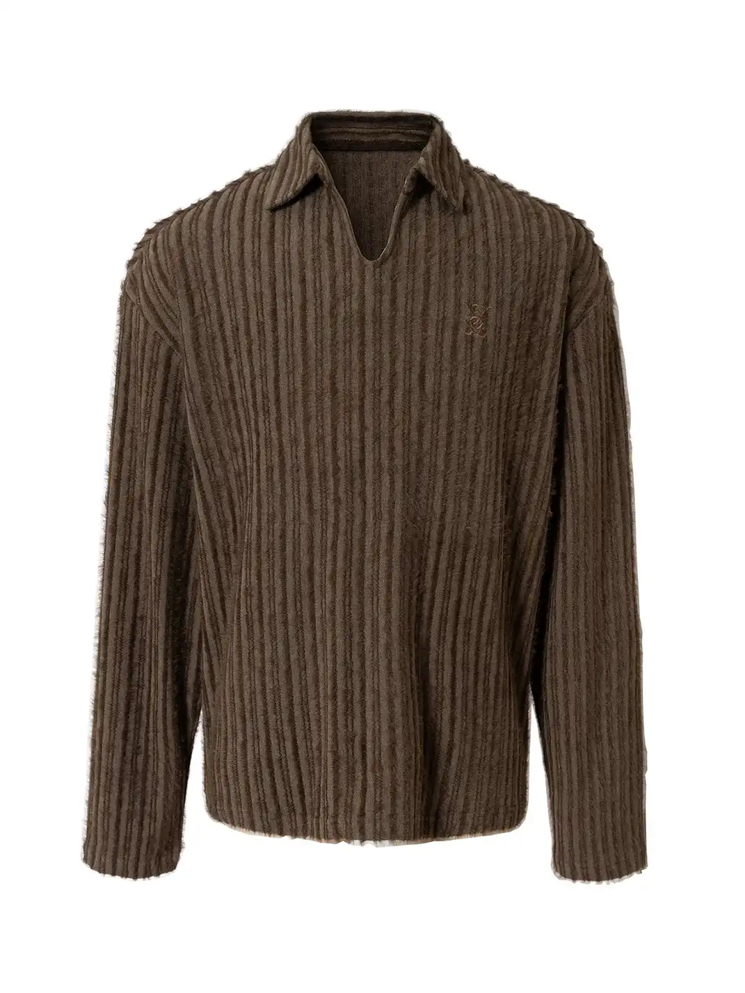 YADcrew | Flocked Collar Long-Sleeve T-Shirt