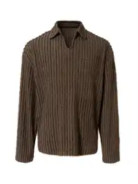 YADcrew | Flocked Collar Long-Sleeve T-Shirt