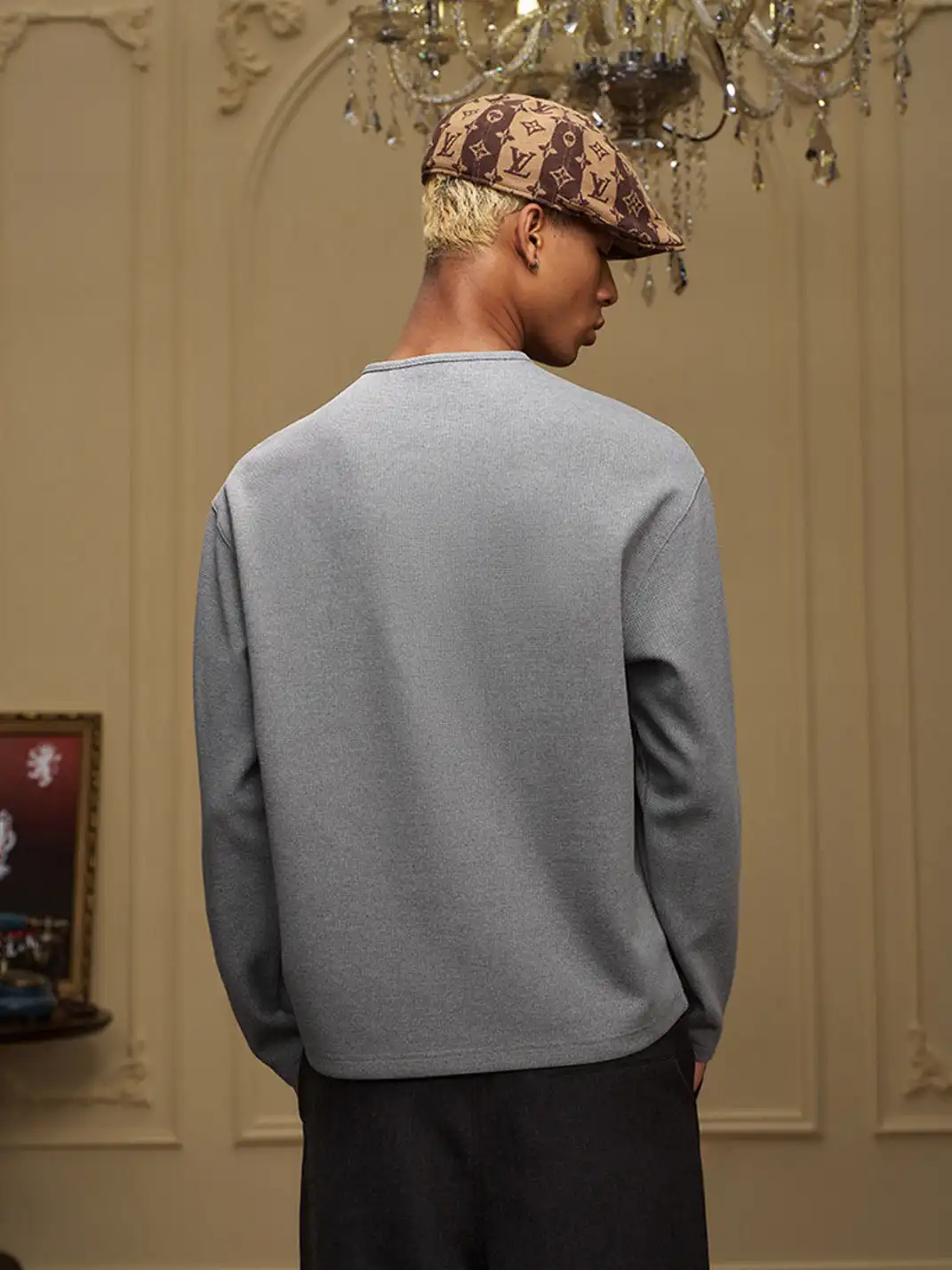 YADcrew | Half-Zip Knit Crew Neck Long-Sleeved T-Shirt