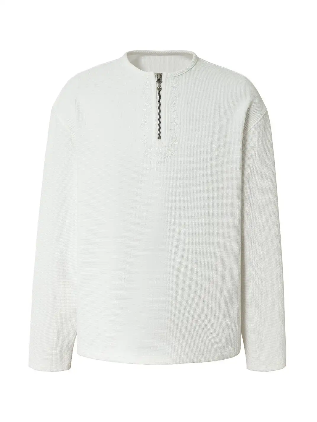 YADcrew | Half-Zip Knit Crew Neck Long-Sleeved T-Shirt