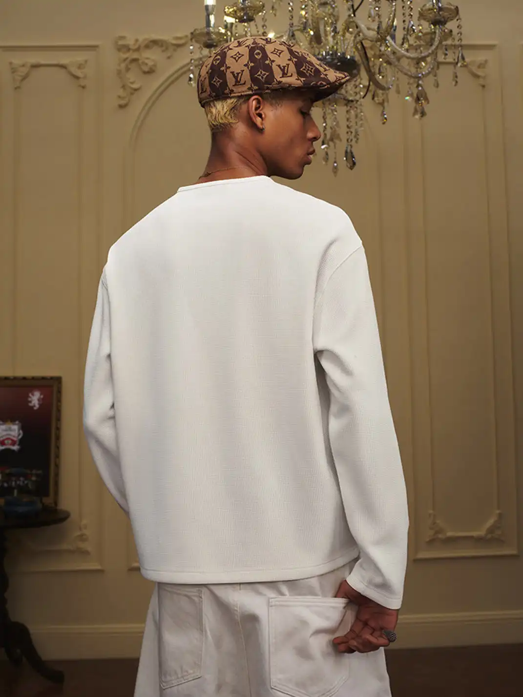 YADcrew | Half-Zip Knit Crew Neck Long-Sleeved T-Shirt