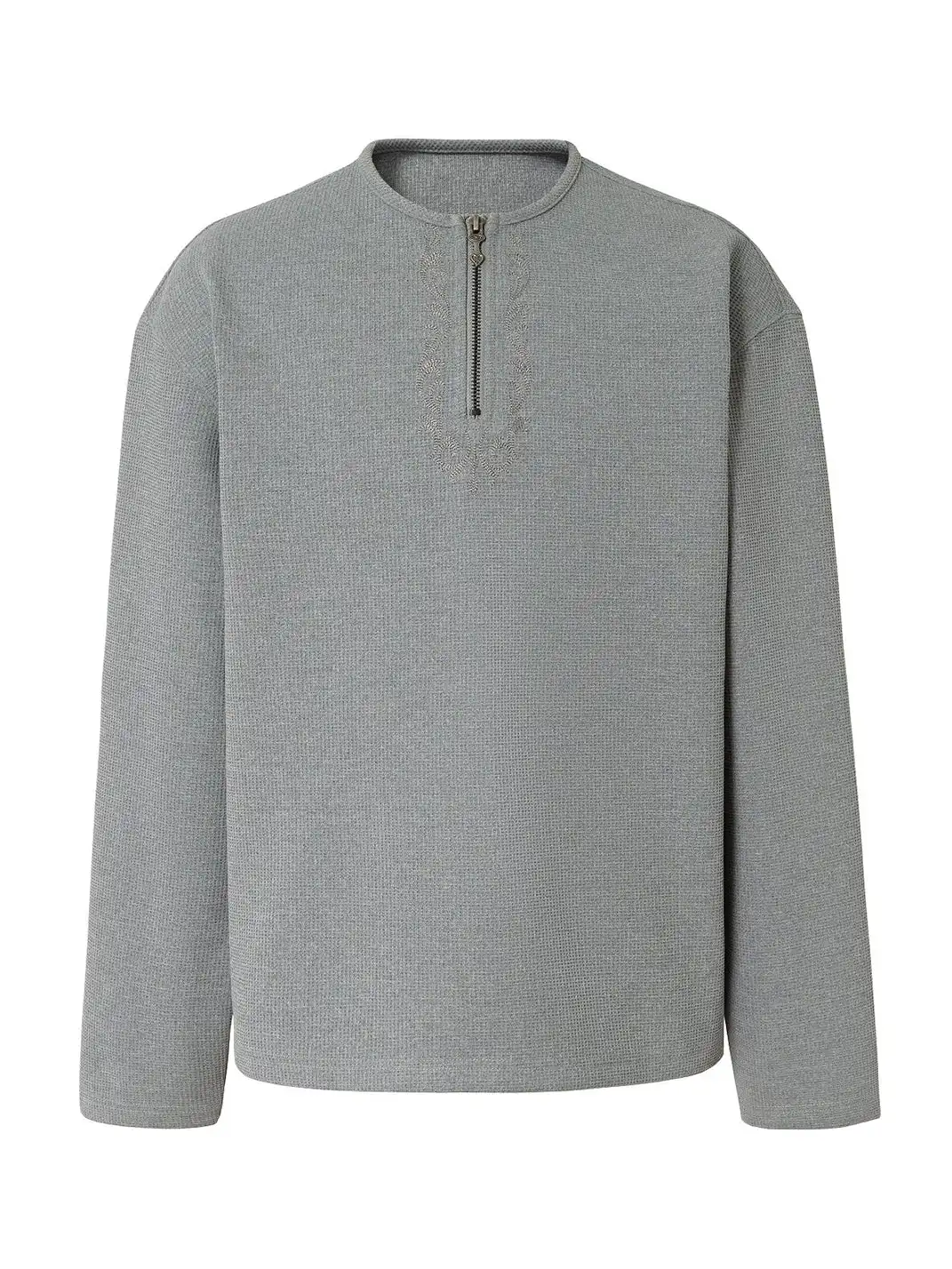YADcrew | Half-Zip Knit Crew Neck Long-Sleeved T-Shirt