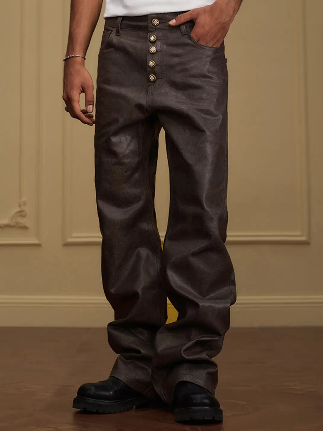 YADcrew | Five-Button Waxed Jeans