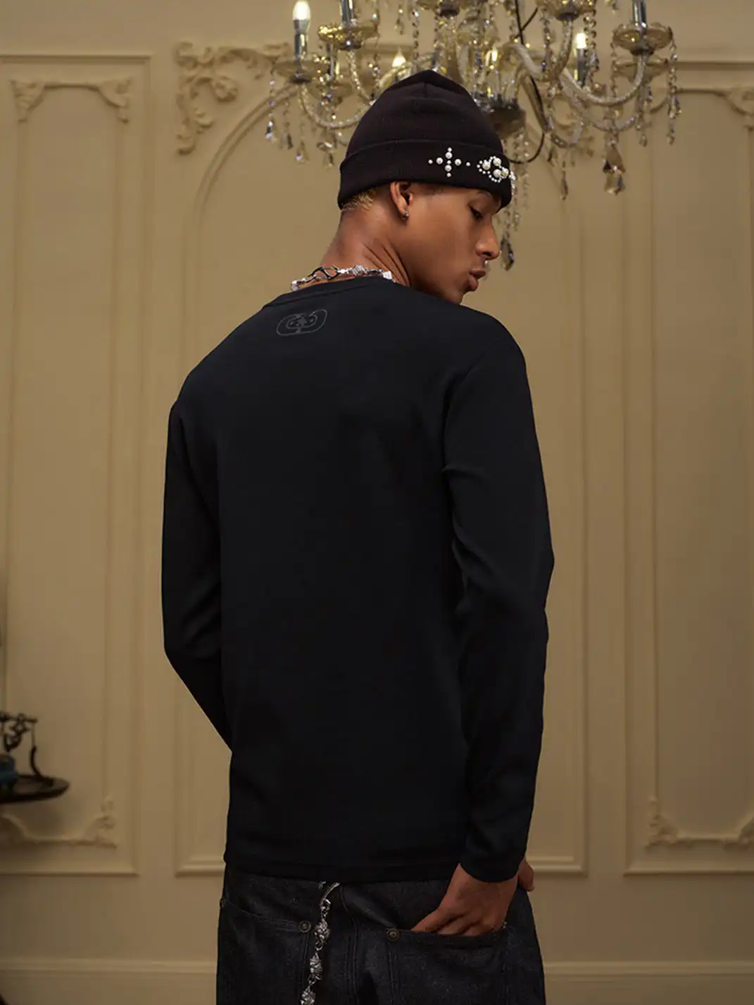 YADcrew | Logo Stretch Slim Fit Long Sleeve T-Shirt