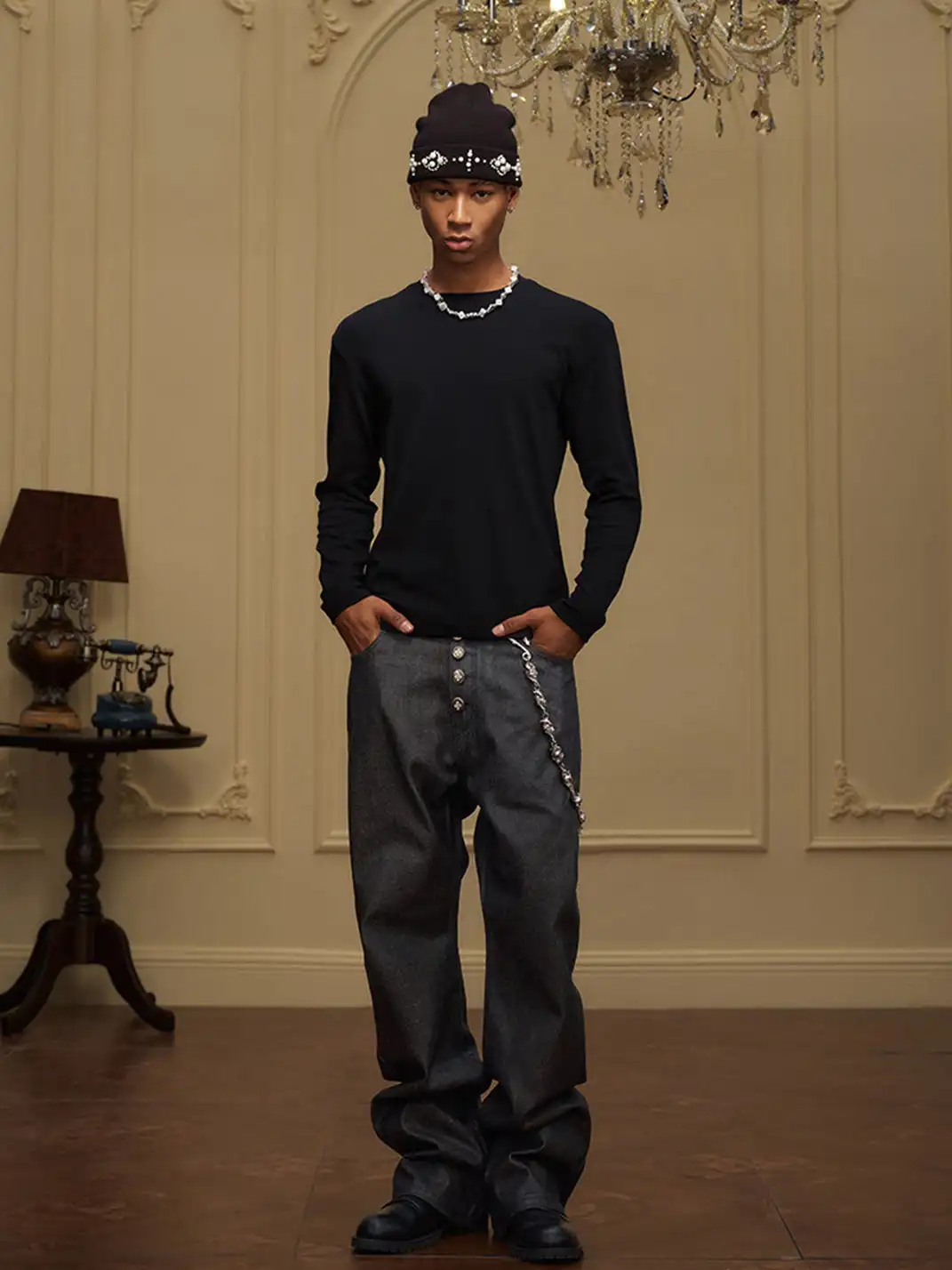 YADcrew | Logo Stretch Slim Fit Long Sleeve T-Shirt