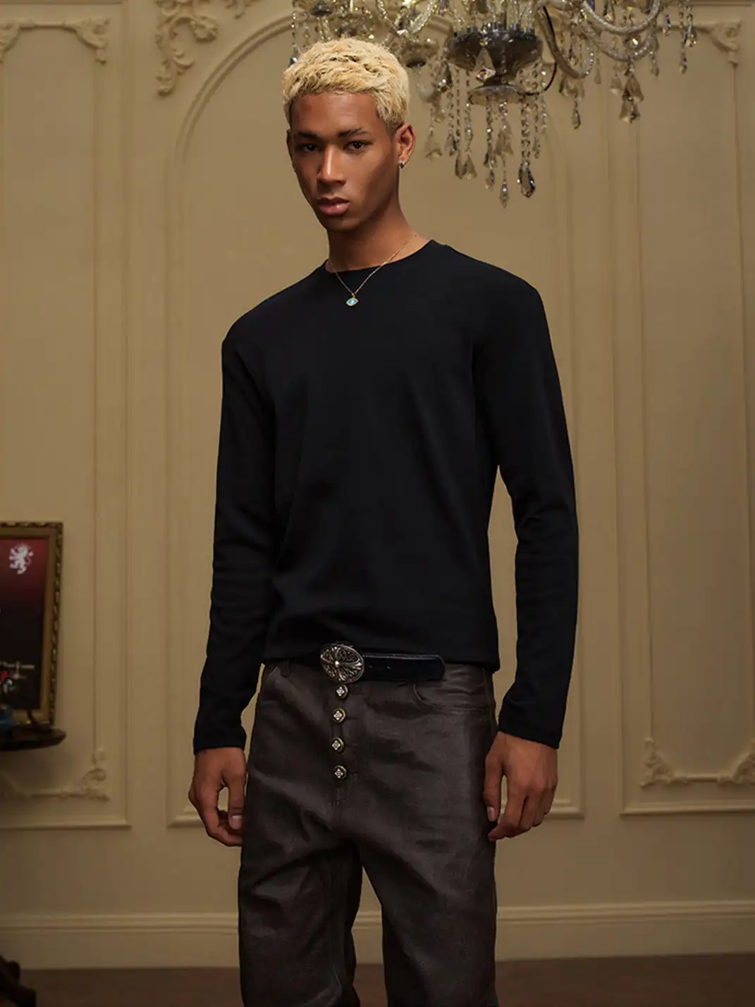 YADcrew | Logo Stretch Slim Fit Long Sleeve T-Shirt