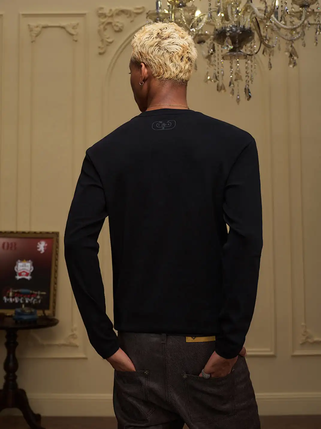 YADcrew | Logo Stretch Slim Fit Long Sleeve T-Shirt