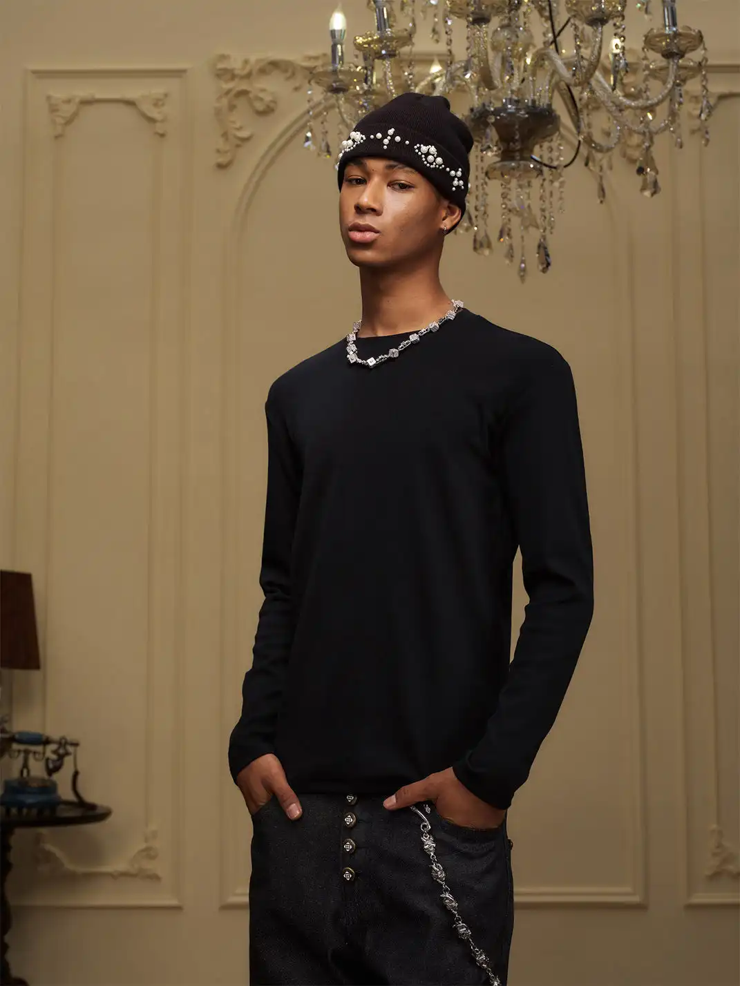 YADcrew | Logo Stretch Slim Fit Long Sleeve T-Shirt