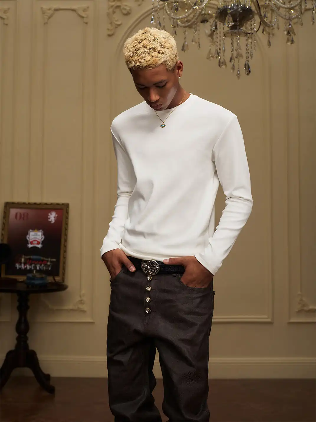 YADcrew | Logo Stretch Slim Fit Long Sleeve T-Shirt