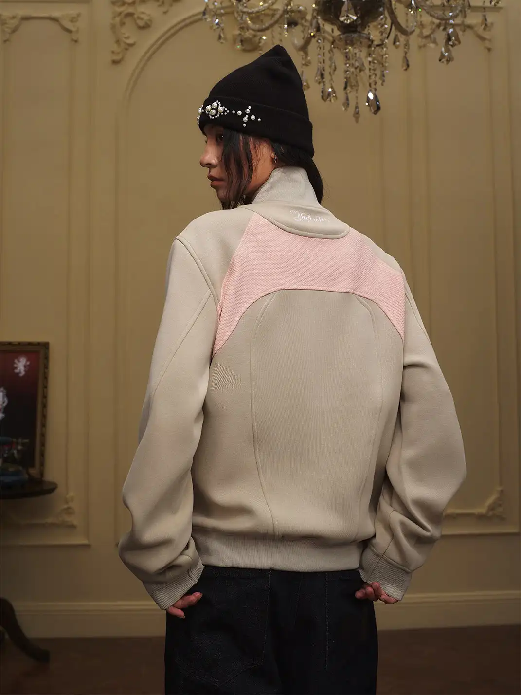 YADcrew | Color-Blocked Deconstructed Stand-Up Collar Coat