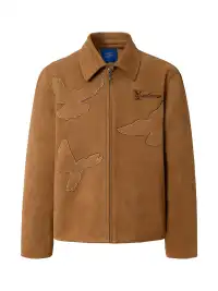 YADcrew | Peace Dove Silhouette Patch Suede Lapel Jacket