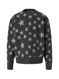 YADcrew | Star Jacquard Faux Cashmere Crew Neck Sweater