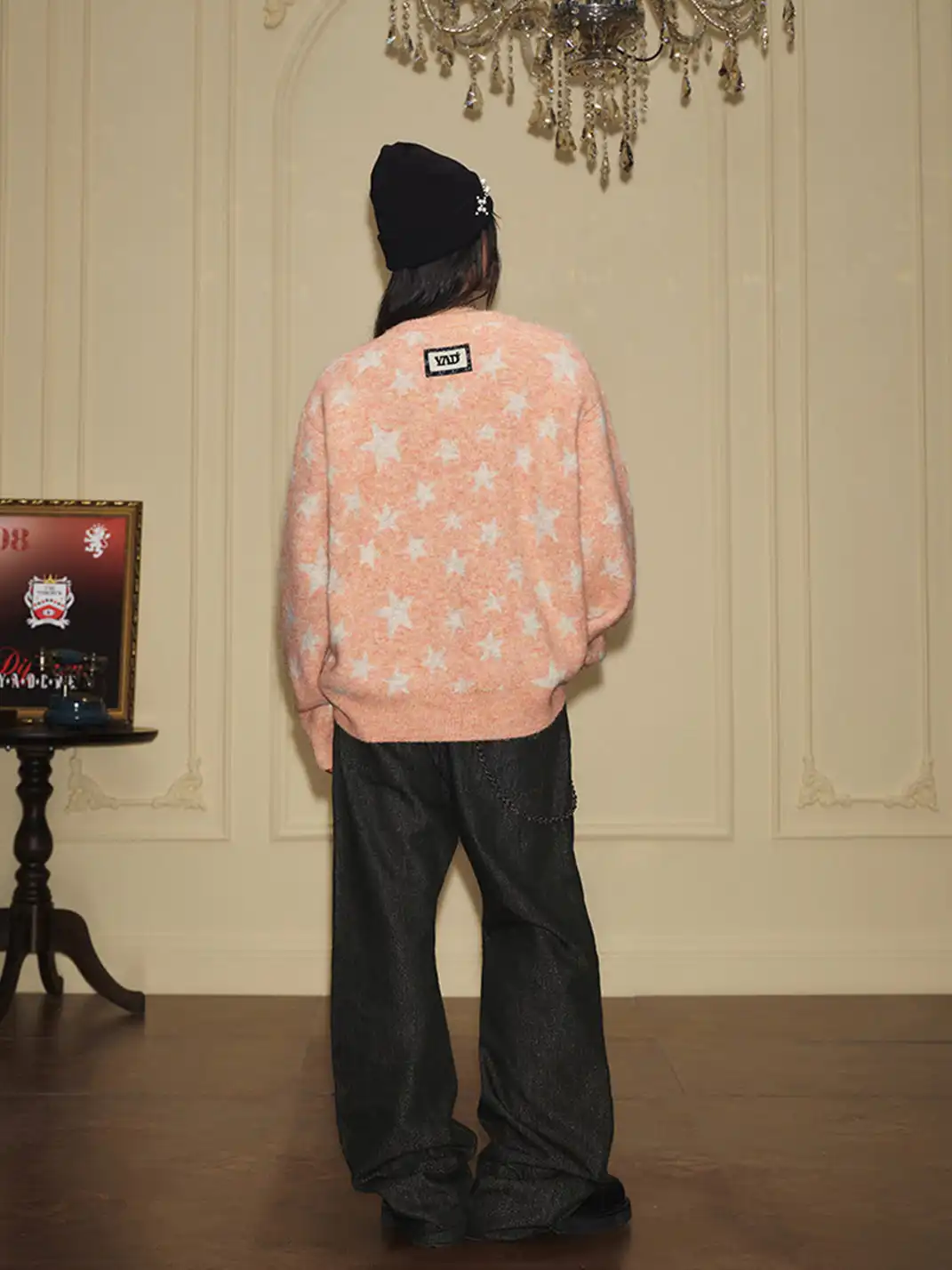 YADcrew | Star Jacquard Faux Cashmere Crew Neck Sweater