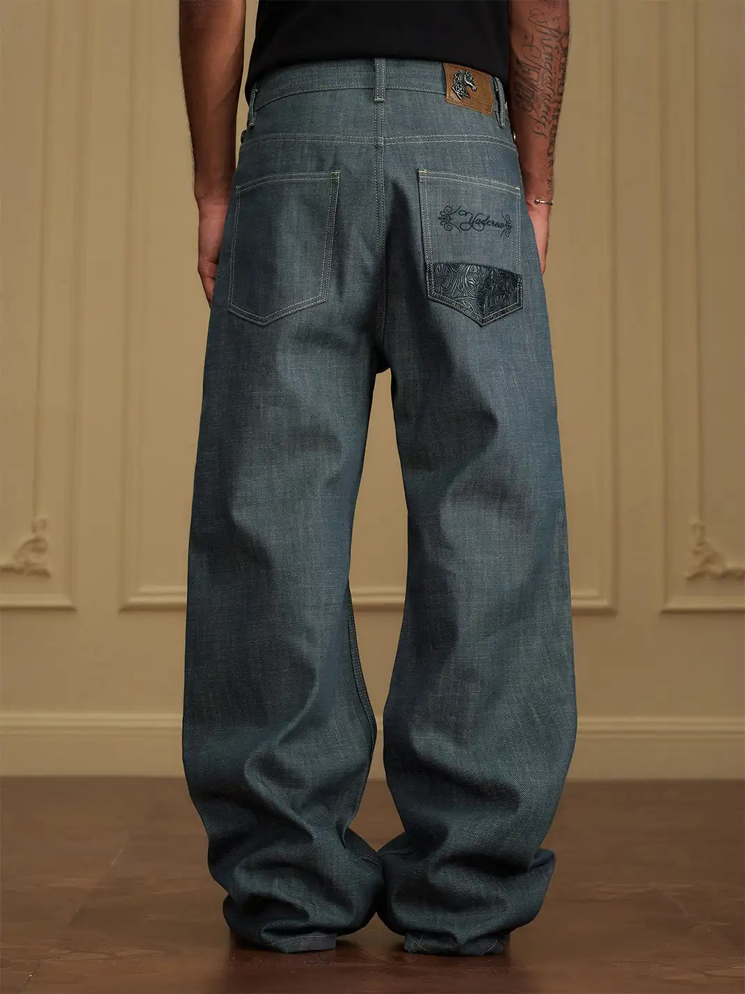 YADcrew | Foldable Triangle Pocket Patchwork Jeans