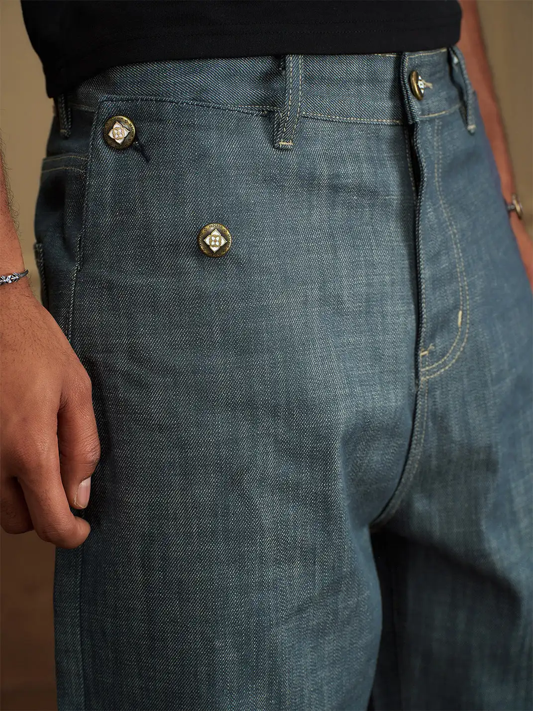YADcrew | Foldable Triangle Pocket Patchwork Jeans