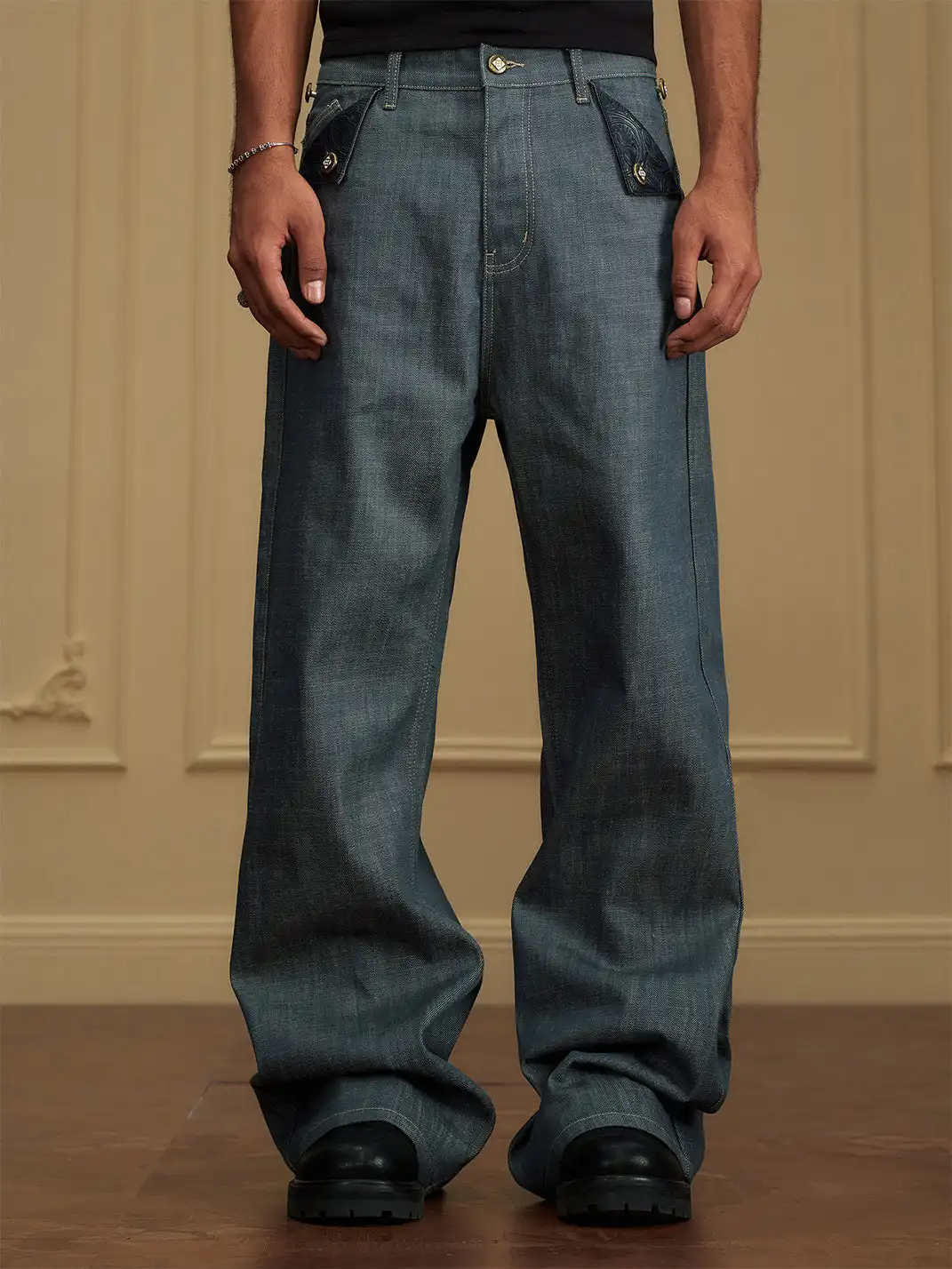YADcrew | Foldable Triangle Pocket Patchwork Jeans