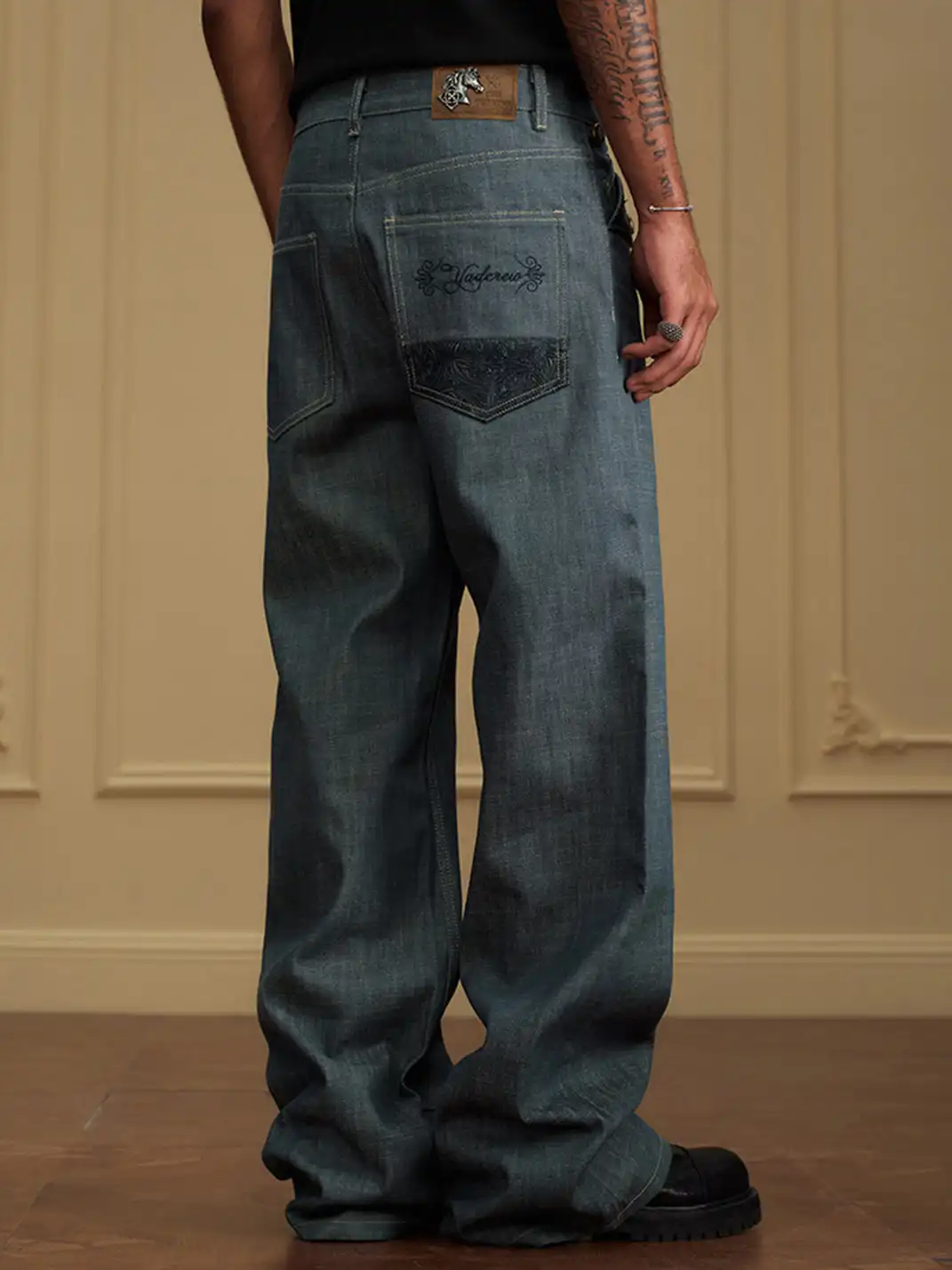 YADcrew | Foldable Triangle Pocket Patchwork Jeans