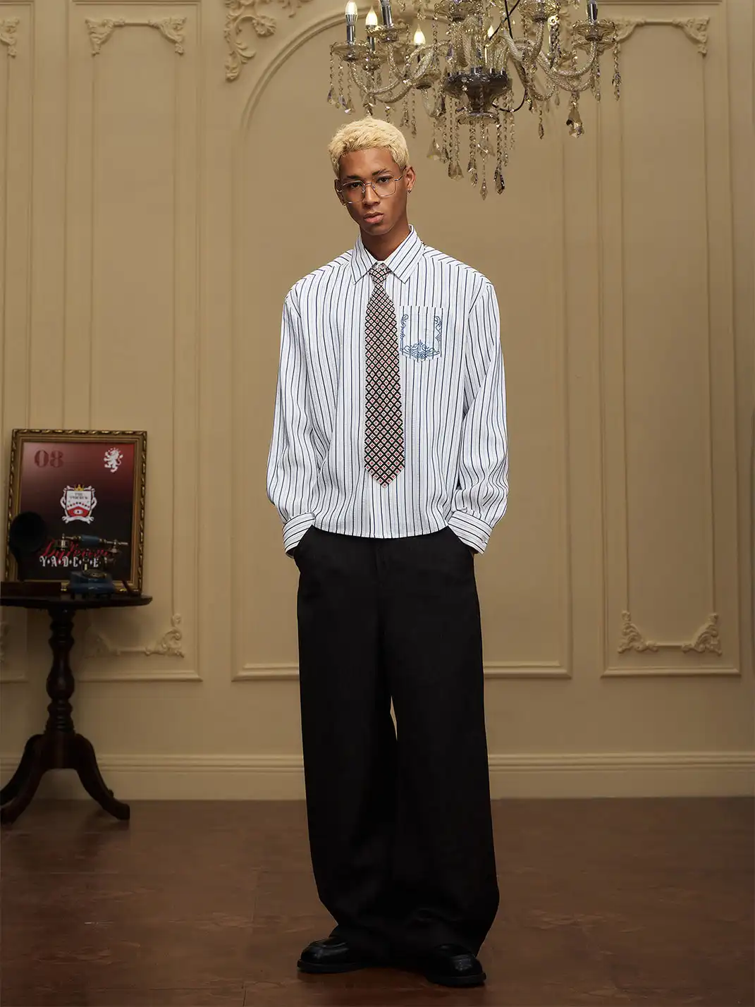 YADcrew | Embroidered Striped Shirt