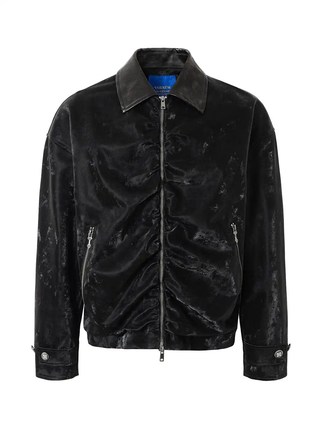 YADcrew | Genuine Sheepskin Collar Pleated Lapel Jacket