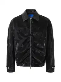 YADcrew | Genuine Sheepskin Collar Pleated Lapel Jacket