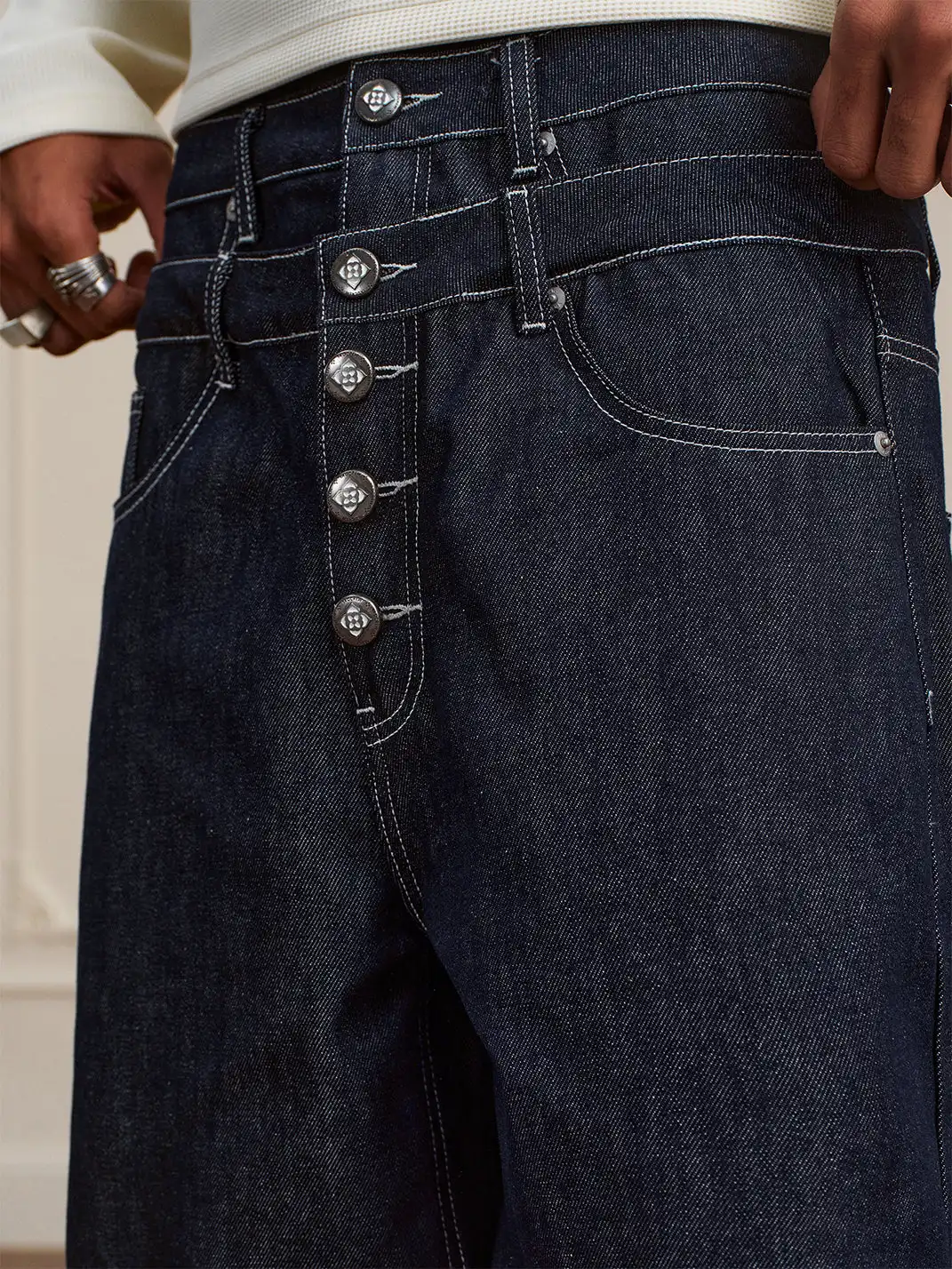 YADcrew | Heavyweight Double-Waist Button Jeans