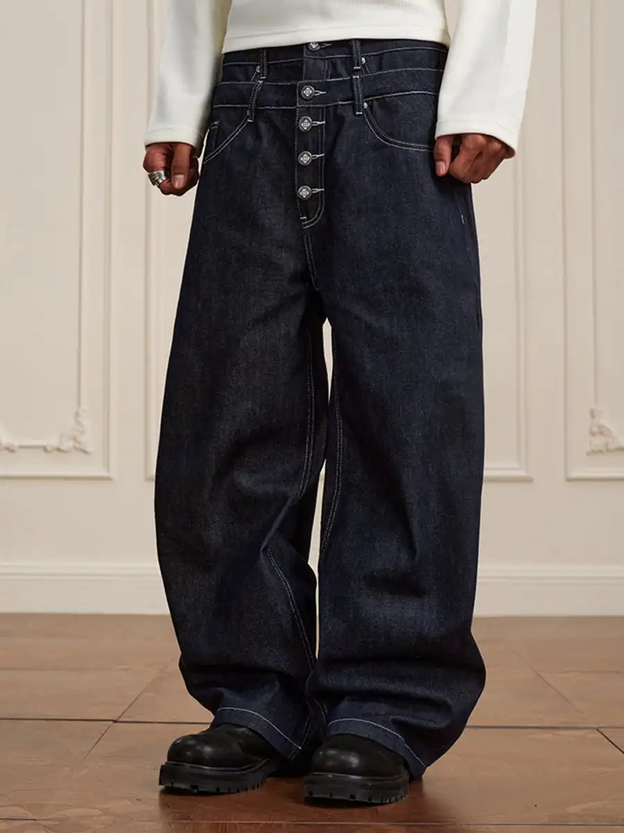 YADcrew | Heavyweight Double-Waist Button Jeans - 3