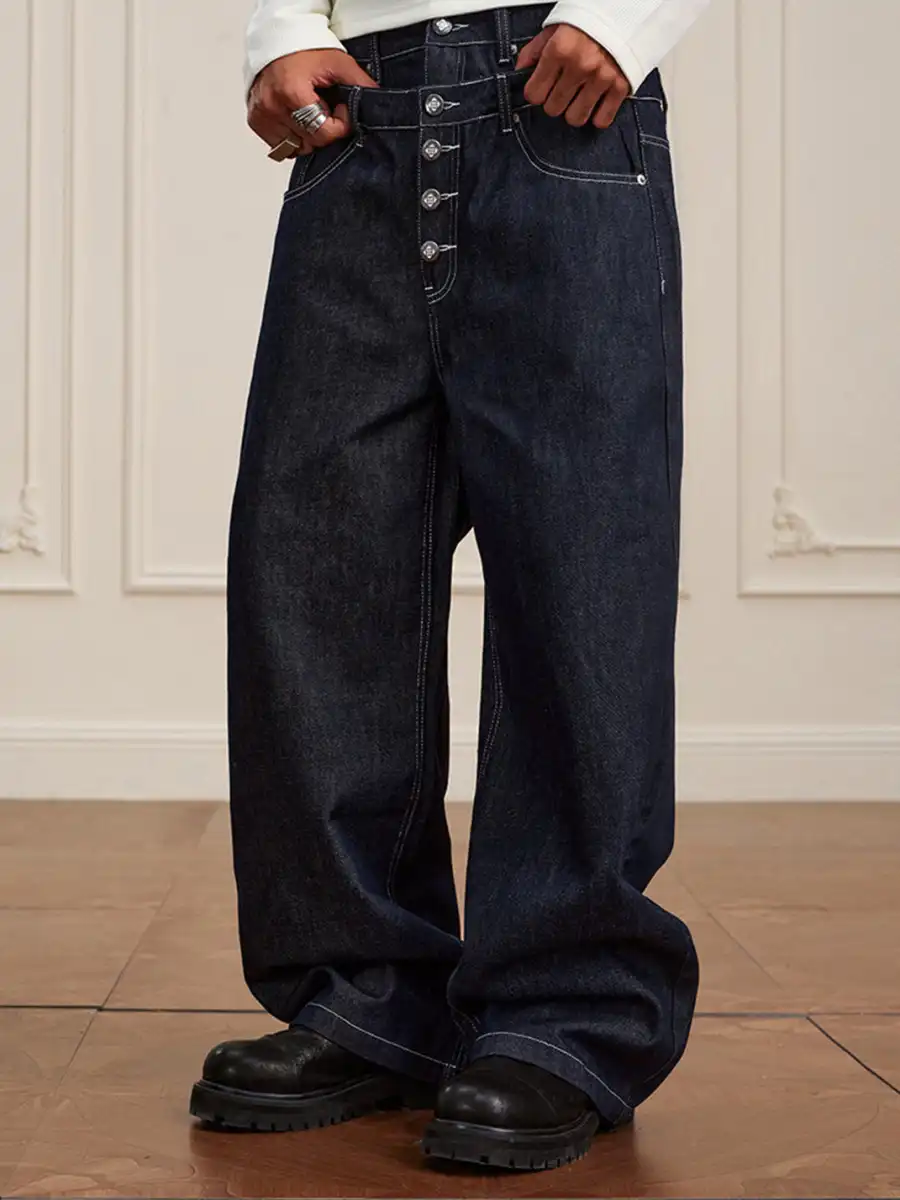 YADcrew | Heavyweight Double-Waist Button Jeans - 4
