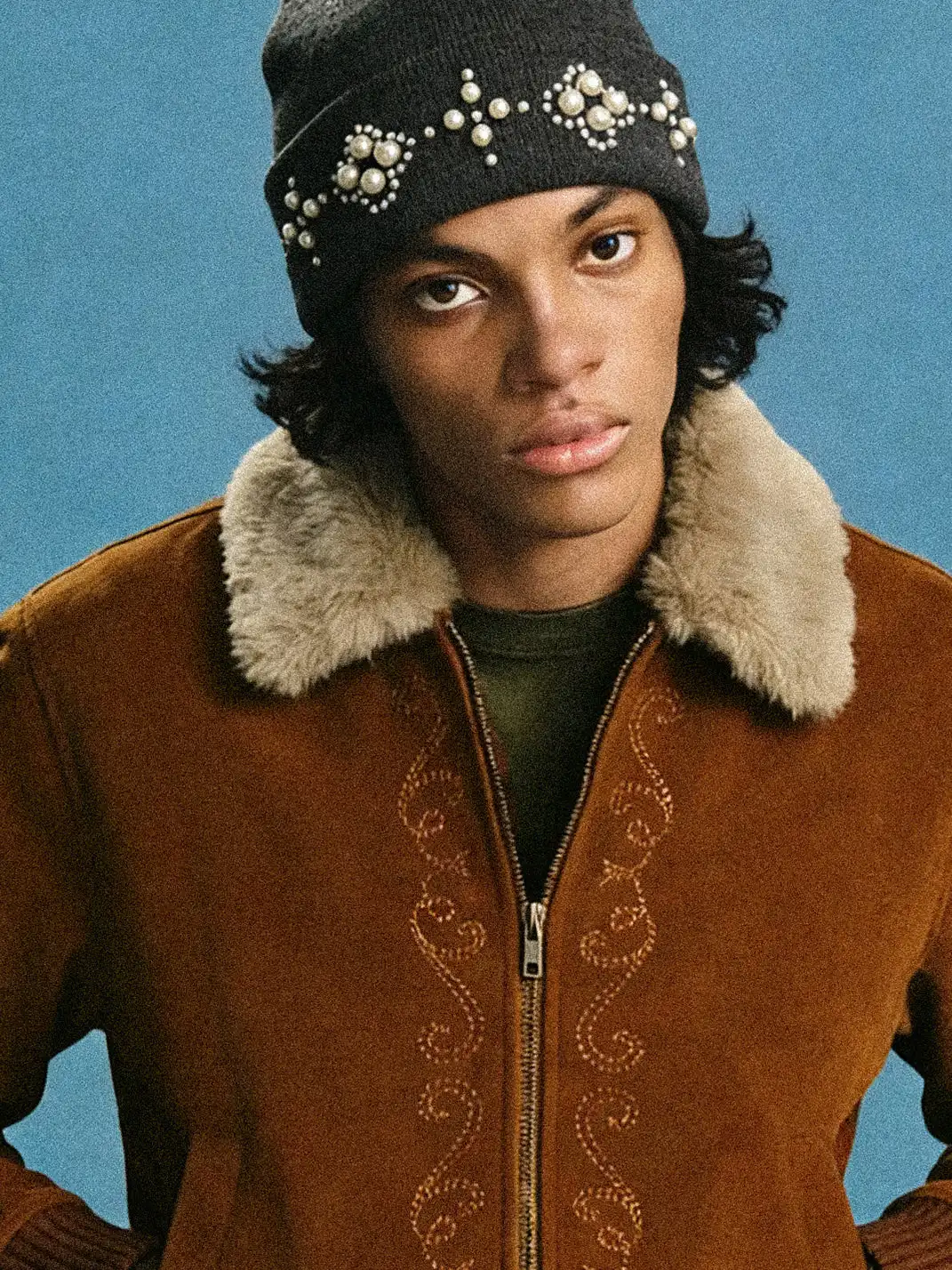 YADcrew | Pearl-Embellished Knitted Beanie