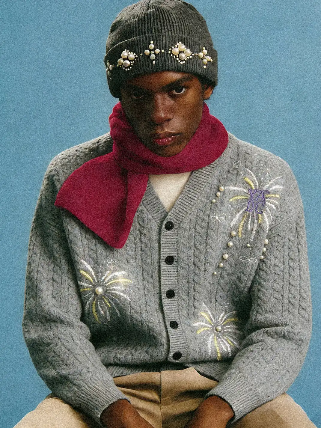 YADcrew | Pearl-Embellished Knitted Beanie