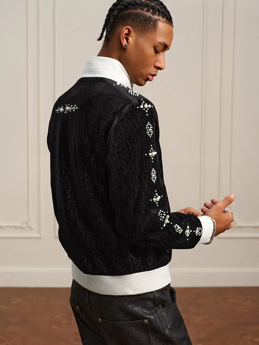 YADcrew | Vintage Velvet Pearl Jacket