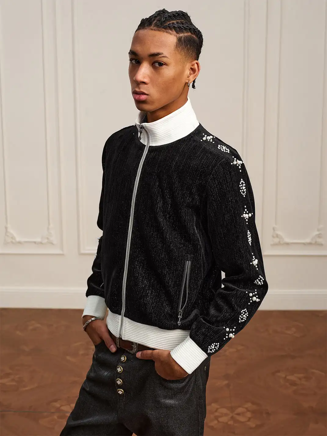 YADcrew | Vintage Velvet Pearl Jacket