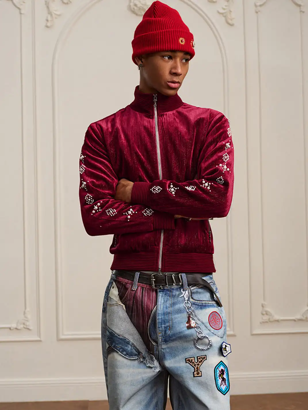 YADcrew | Vintage Velvet Pearl Jacket