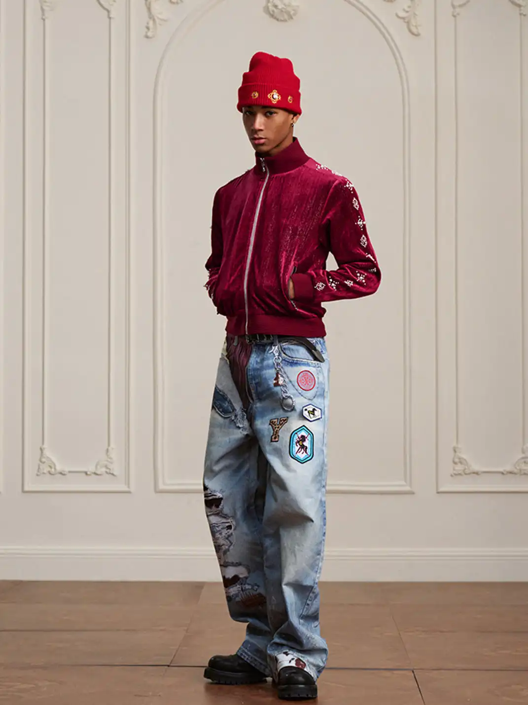 YADcrew | Vintage Velvet Pearl Jacket