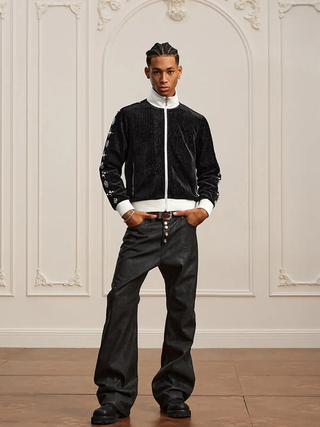 YADcrew | Vintage Velvet Pearl Jacket