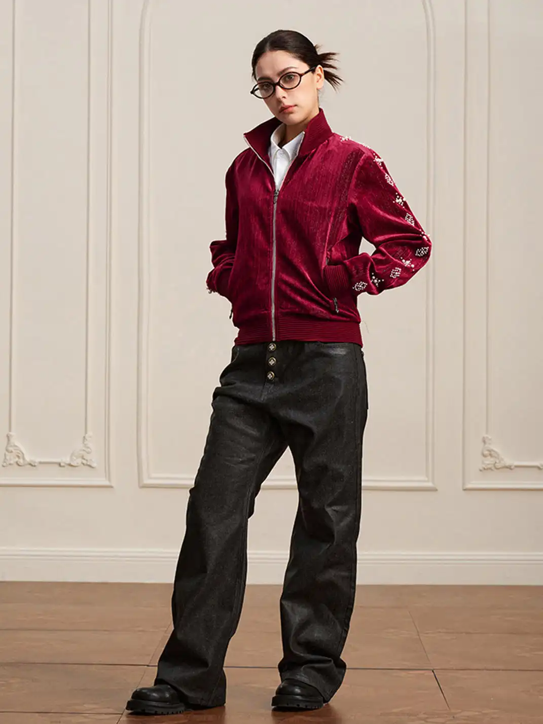 YADcrew | Vintage Velvet Pearl Jacket