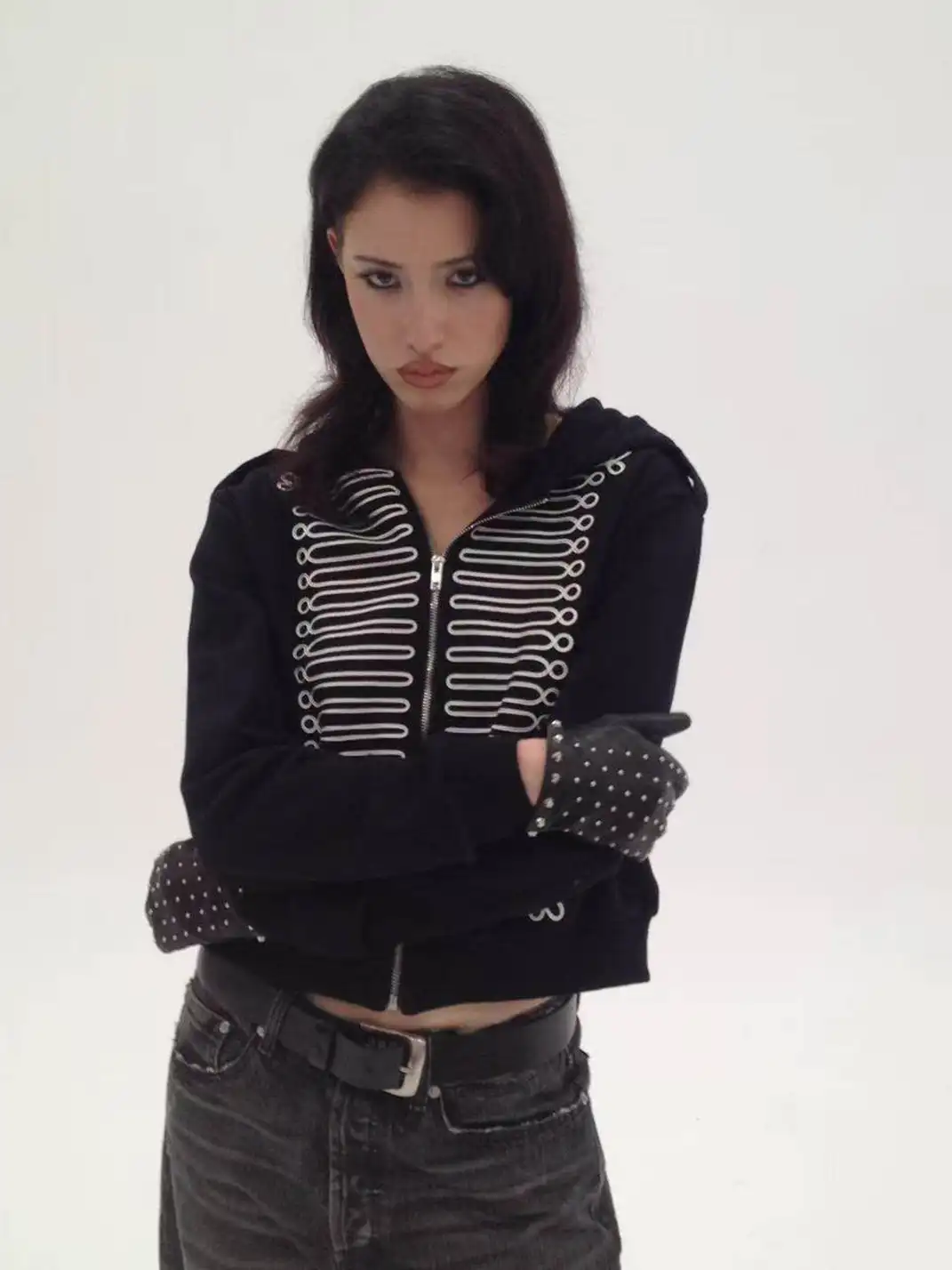 CHAI | Epaulette Pattern Zip-Up Hoodie