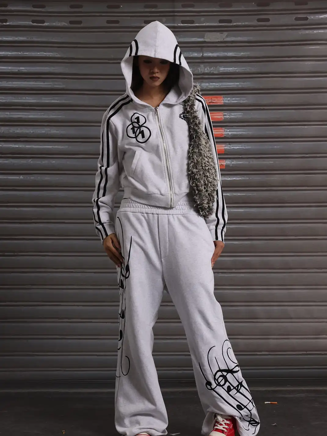CHAI | Sheet Music Embroidered Sweatpants