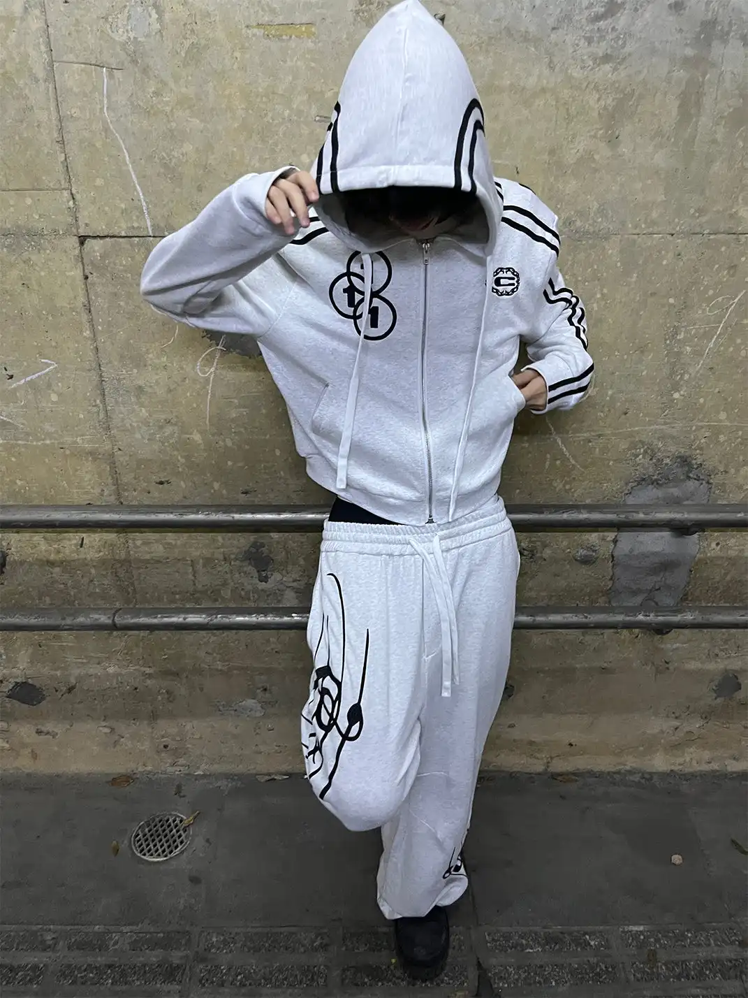 CHAI | Embroidered Street Appliqué Hooded Sweatshirt