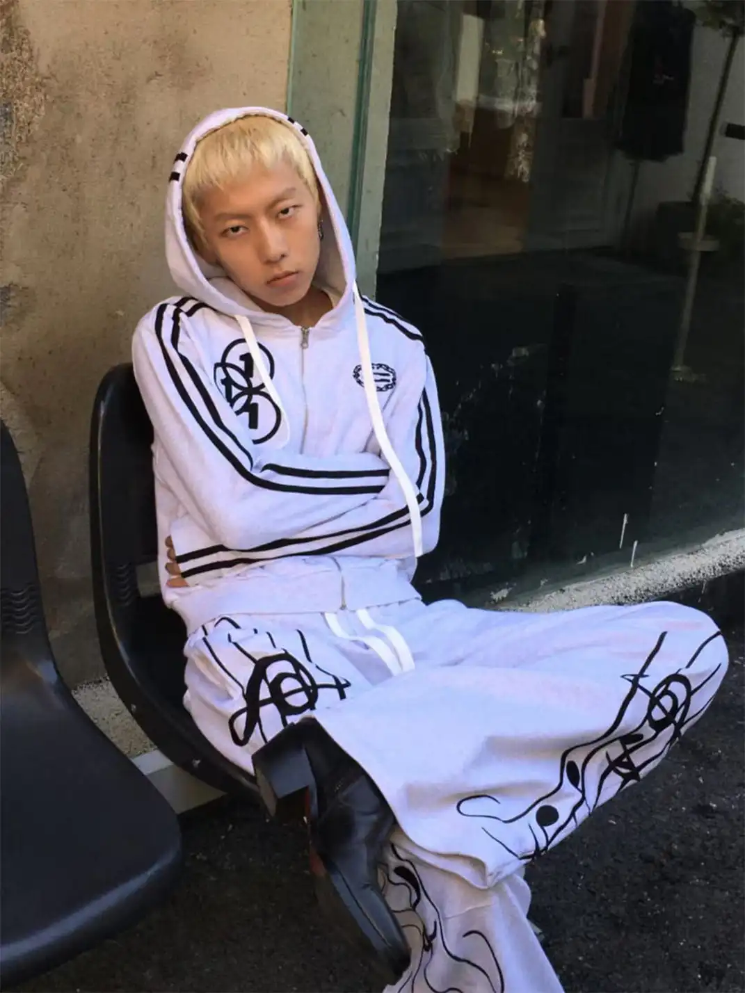 CHAI | Embroidered Street Appliqué Hooded Sweatshirt