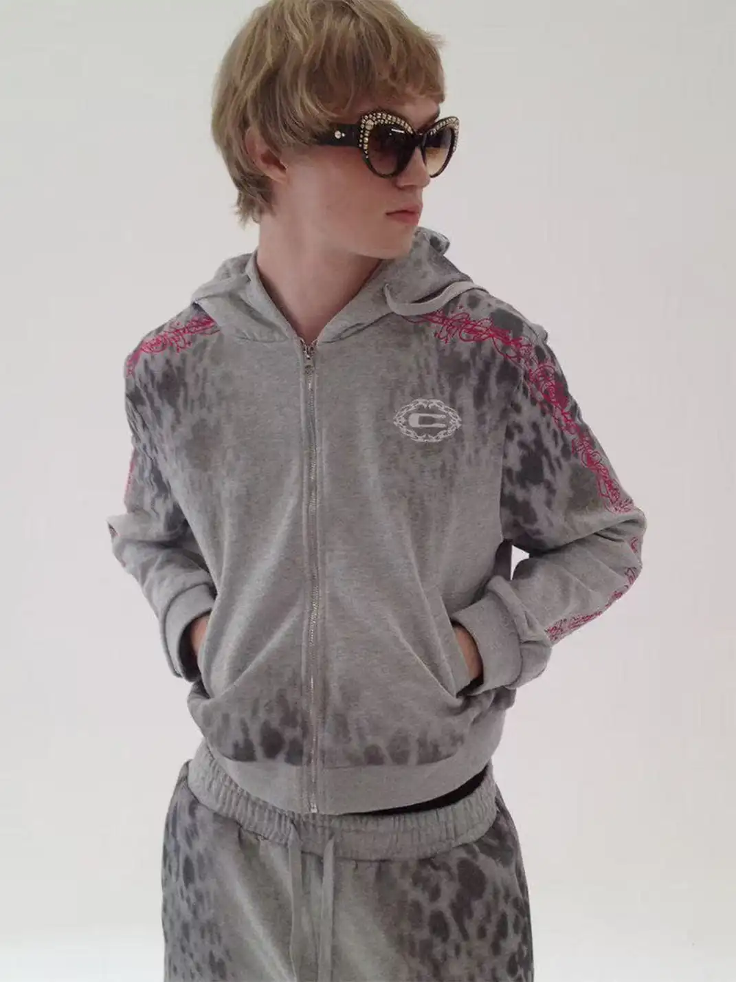CHAI | Leopard Print Embroidered Tracksuit