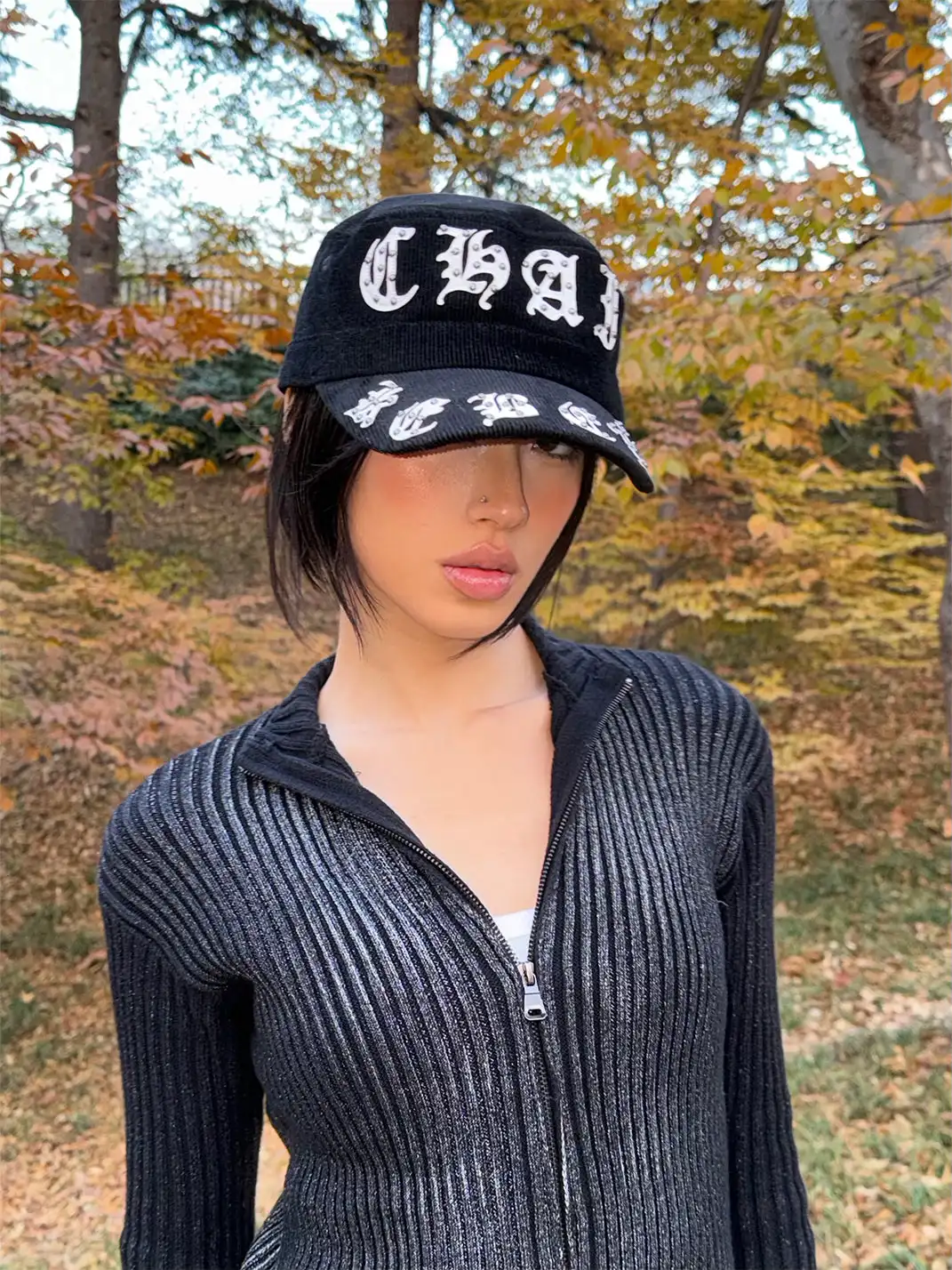 CHAI | Riveted Corduroy Flat Brim Cap